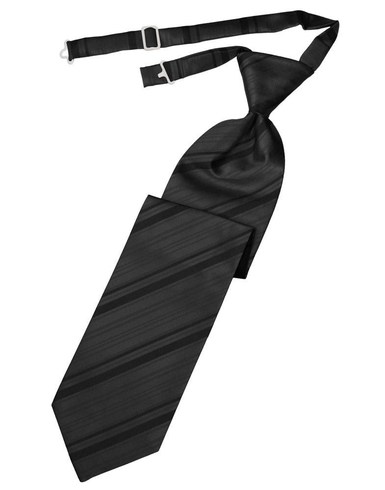 Pewter Striped Satin Long Tie