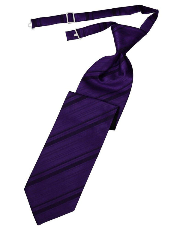 Purple Striped Pre-Tied Long Tie