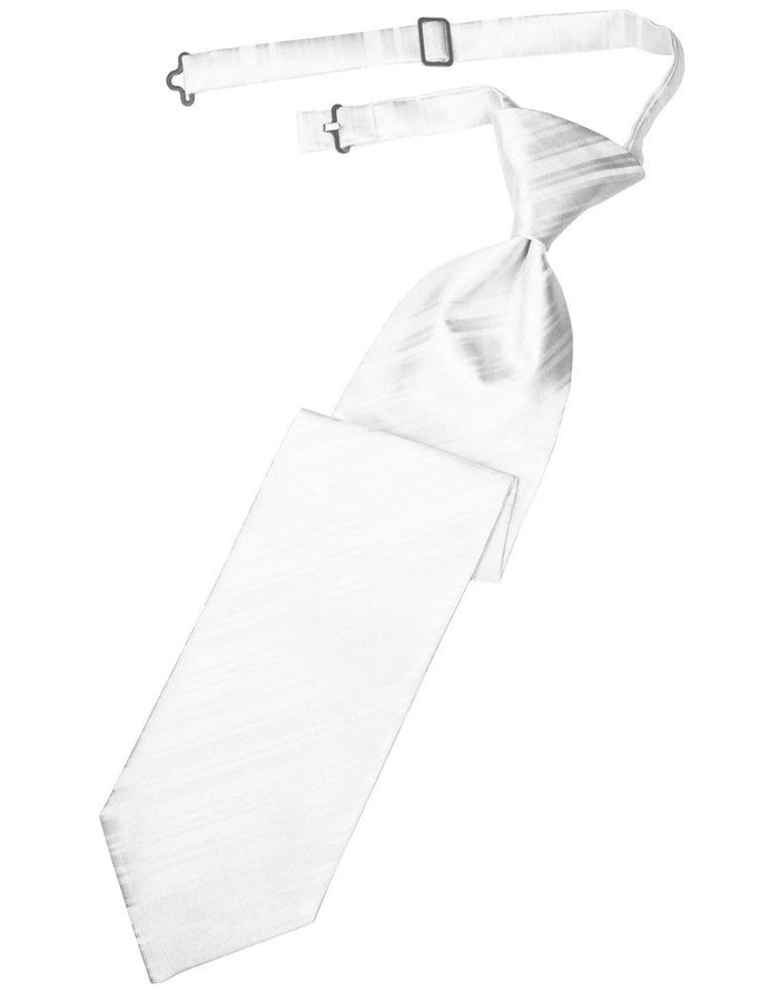 White Striped Satin Long Tie - Tuxedo Club