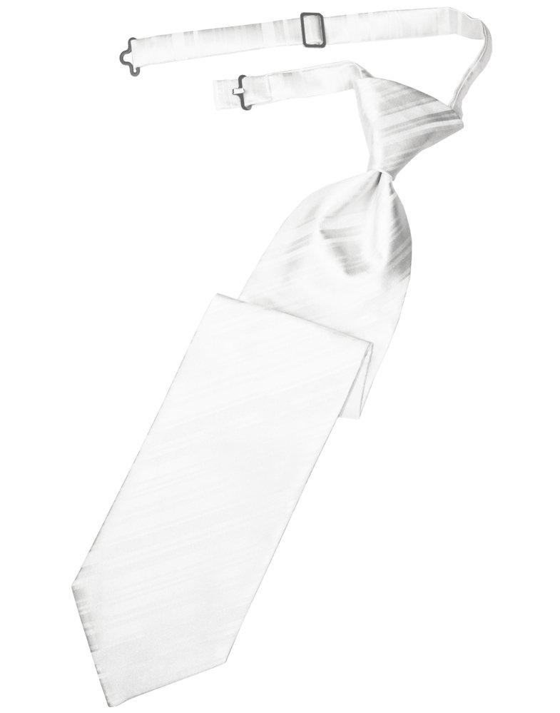 White Striped Satin Long Tie