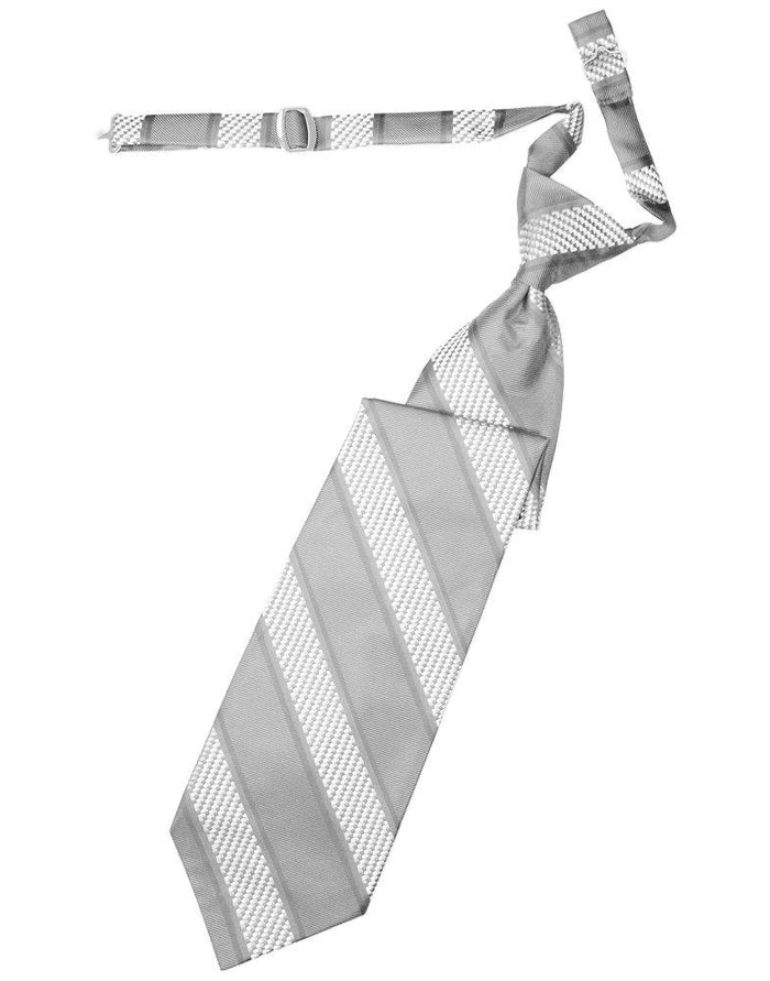 Silver Venetian Stripe Long Tie - Tuxedo Club