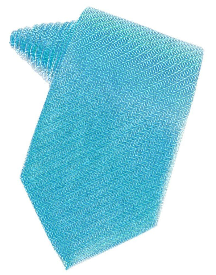 Blue Ice Herringbone Suit Tie - Tuxedo Club