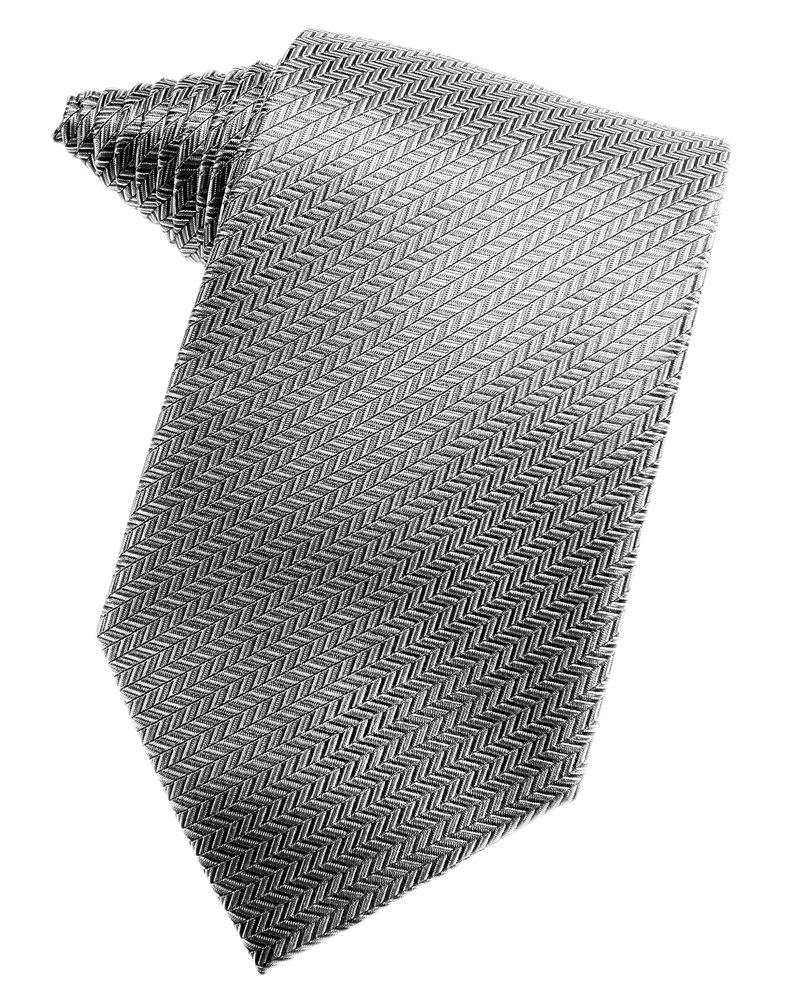 Silver Herringbone Suit Tie