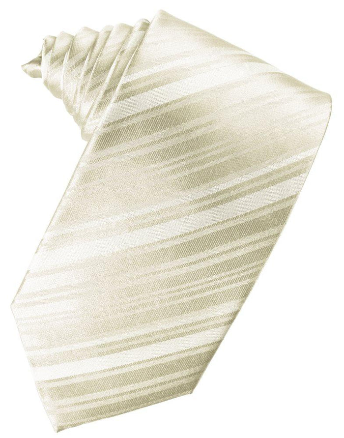 Ivory Striped Satin Suit Tie - Tuxedo Club