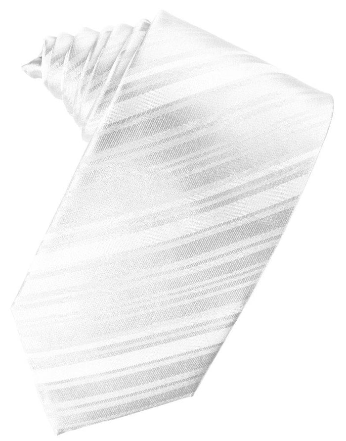 White Striped Satin Suit Tie - Tuxedo Club