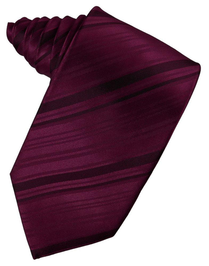 Wine Striped Satin Suit Tie - Tuxedo Club