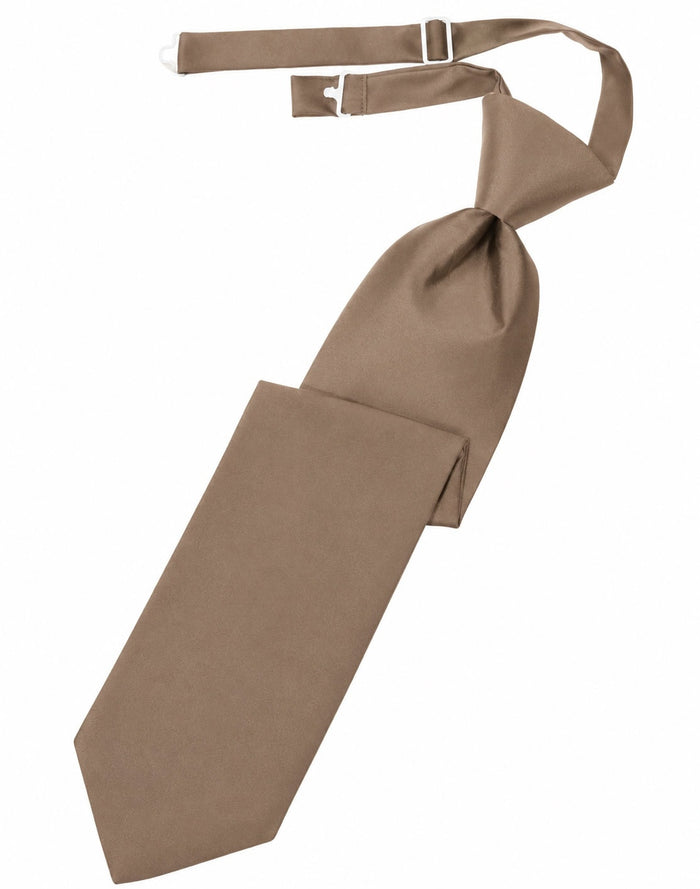 Latte Solid Satin Long Tie