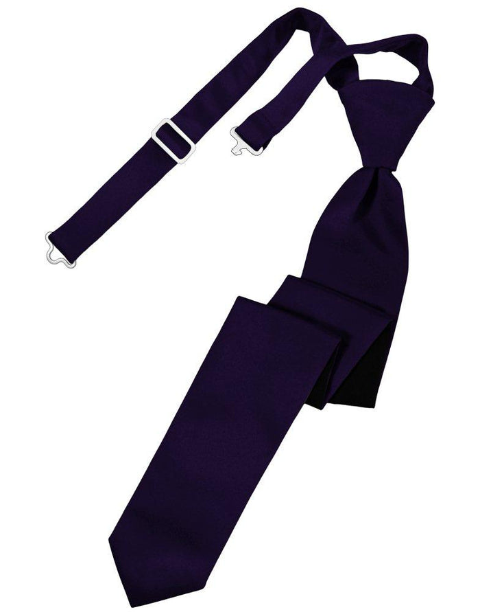 Amethyst Solid Satin Skinny Tie - Tuxedo Club