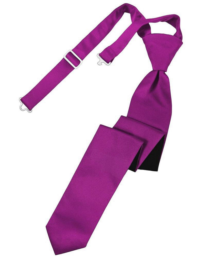 Cassis Solid Satin Skinny Tie - Tuxedo Club