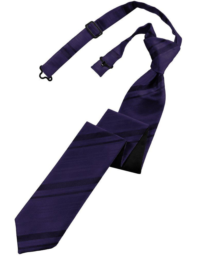 Amethyst Striped Satin Skinny Tie - Tuxedo Club