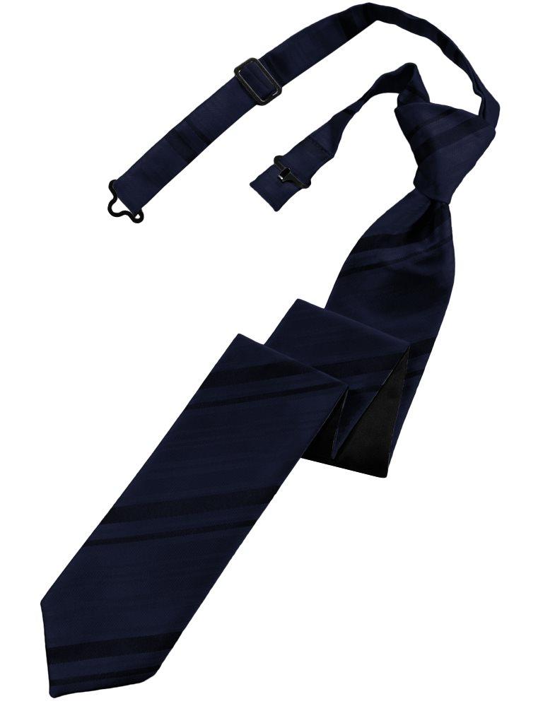 Midnight Blue Striped Satin Skinny Tie
