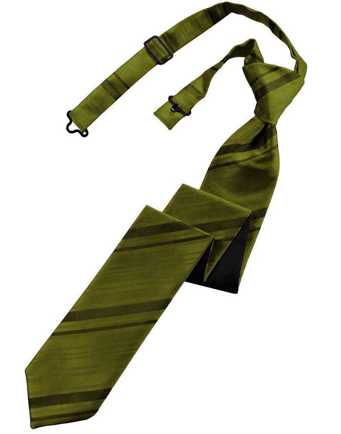 Moss Striped Satin Skinny Tie - Tuxedo Club