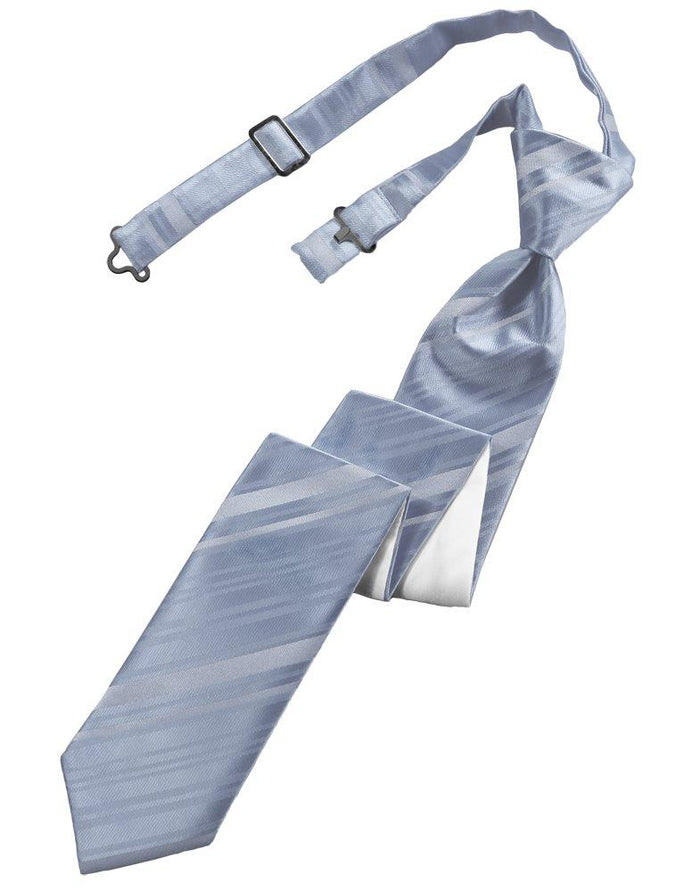 Periwinkle Striped Satin Skinny Tie - Tuxedo Club