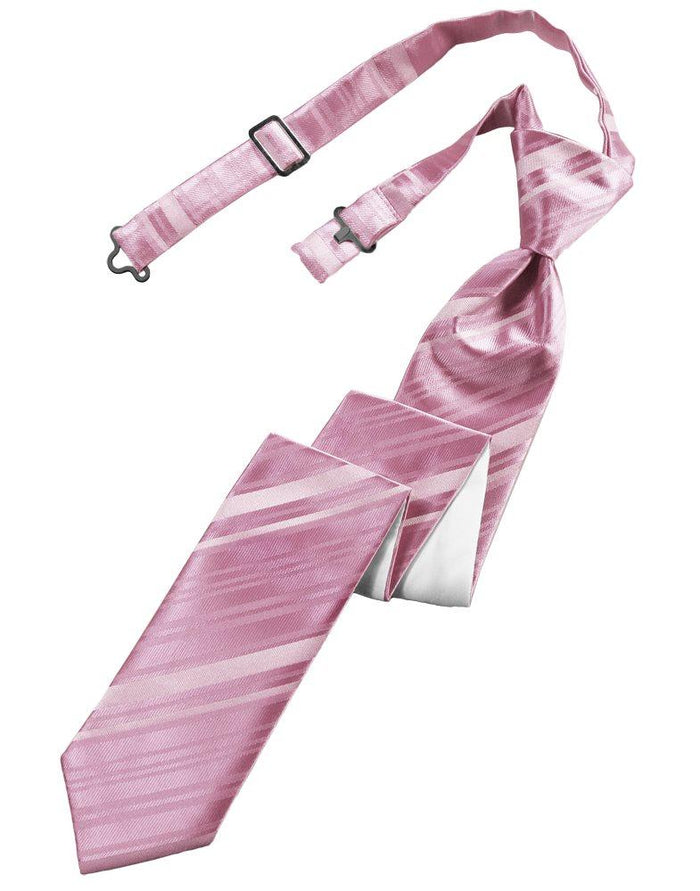 Rose Petal Striped Satin Skinny Tie - Tuxedo Club
