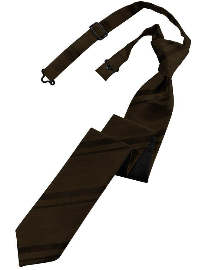 Truffle Striped Satin Skinny Tie - Tuxedo Club