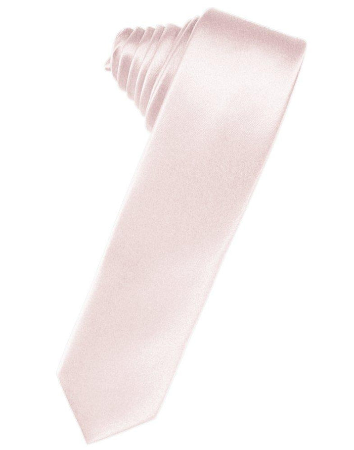 Blush Solid Satin Skinny Suit Tie - Tuxedo Club