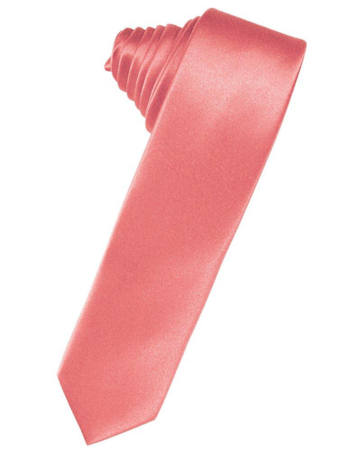 Guava Solid Satin Skinny Suit Tie - Tuxedo Club