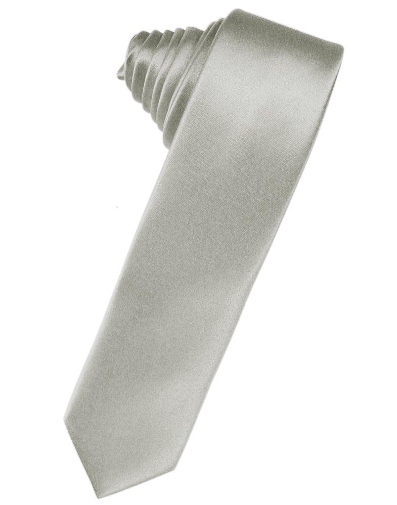 Platinum Solid Satin Skinny Suit Tie