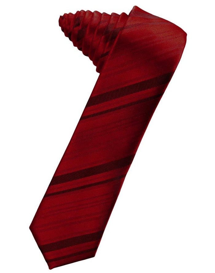 Apple Striped Satin Skinny Suit Tie - Tuxedo Club