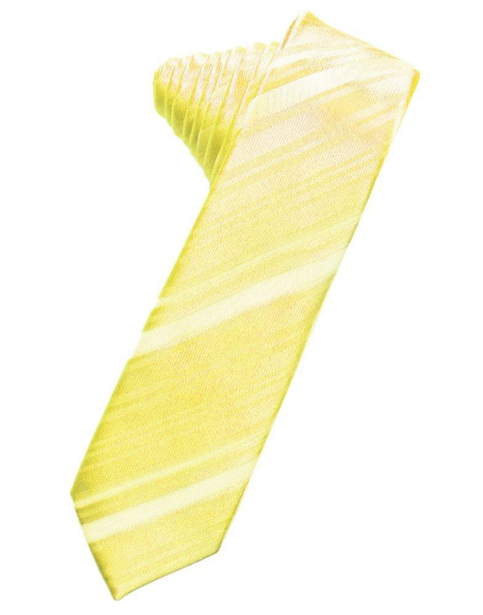 Canary Striped Satin Skinny Suit Tie - Tuxedo Club