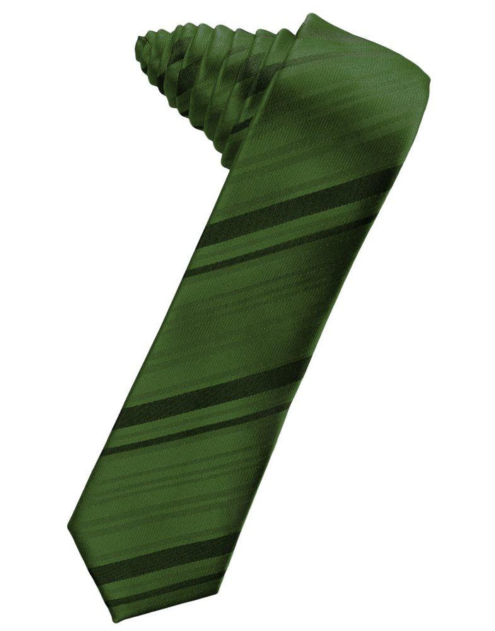 Clover Striped Satin Skinny Suit Tie - Tuxedo Club