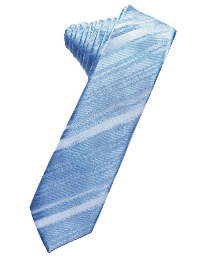Cornflower Striped Satin Skinny Suit Tie - Tuxedo Club