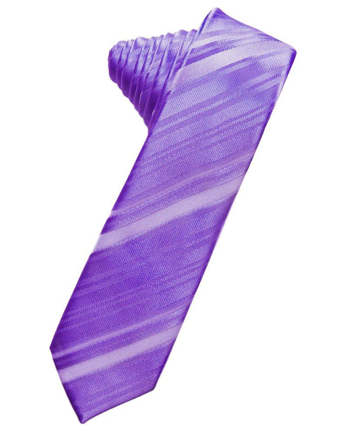 Freesia Striped Satin Skinny Suit Tie - Tuxedo Club