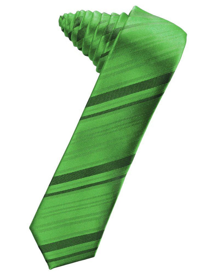 Kelly Striped Satin Skinny Suit Tie - Tuxedo Club