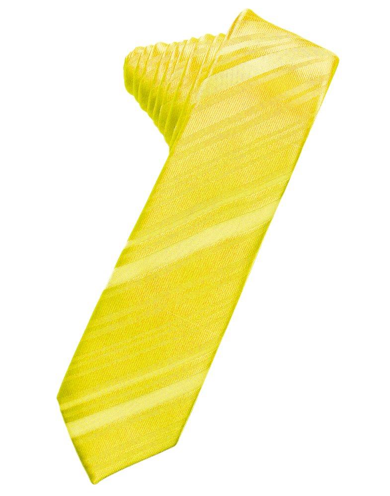 Lemon Striped Satin Skinny Suit Tie