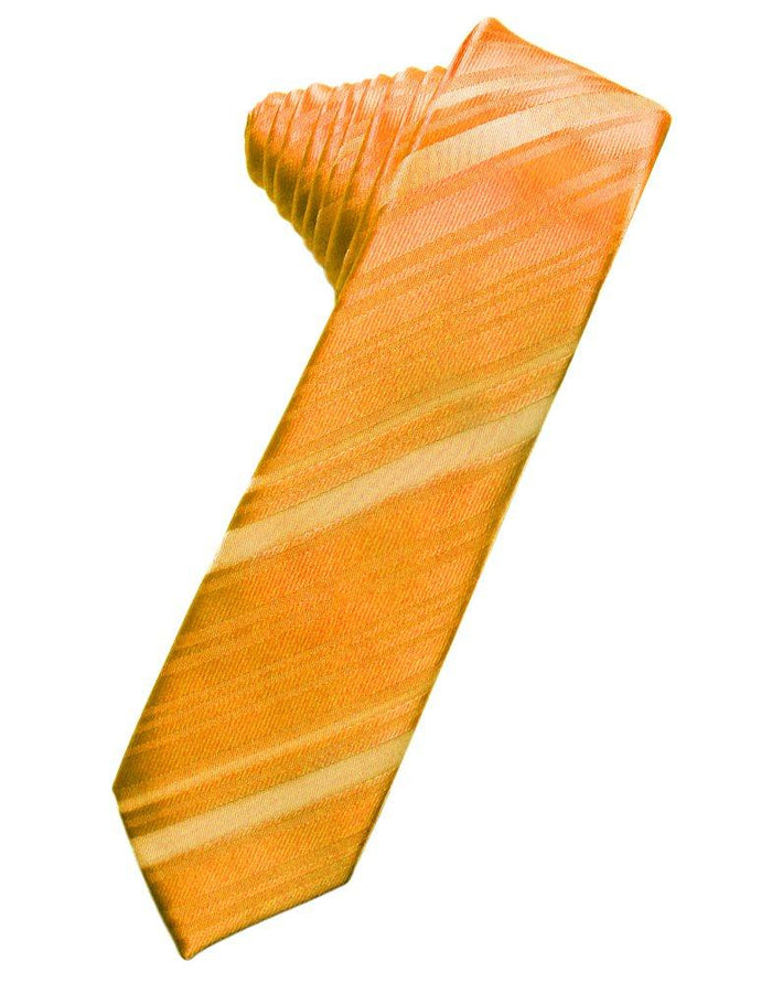 Mandarin Striped Satin Skinny Suit Tie - Tuxedo Club