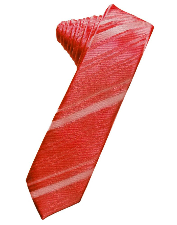 Persimmon Striped Satin Skinny Suit Tie