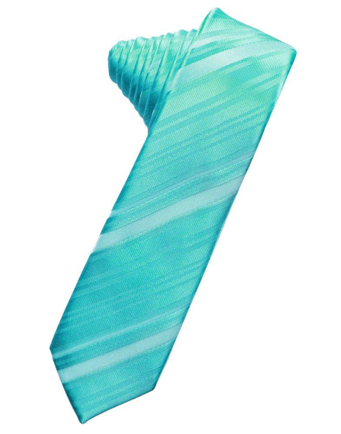 Pool Striped Satin Skinny Suit Tie - Tuxedo Club