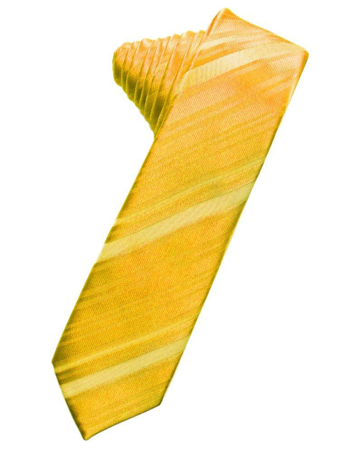 Tangerine Striped Satin Skinny Suit Tie - Tuxedo Club