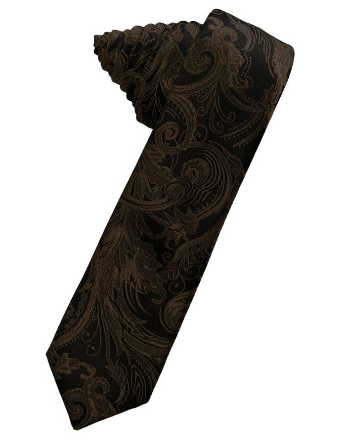 Chocolate Tapestry Skinny Suit Tie - Tuxedo Club