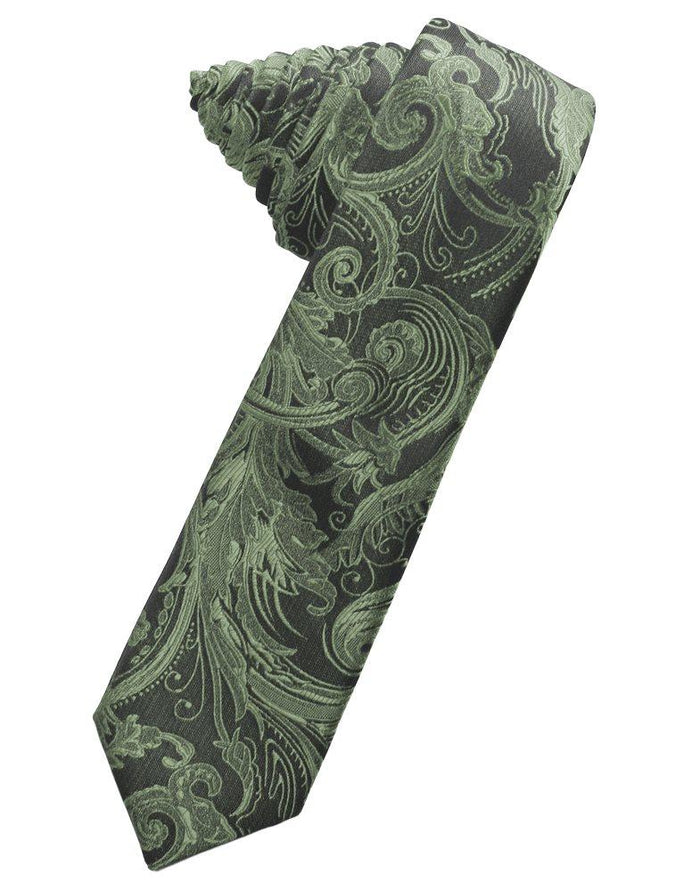Sage Tapestry Skinny Suit Tie - Tuxedo Club