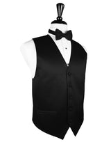 Black Solid Satin Vest