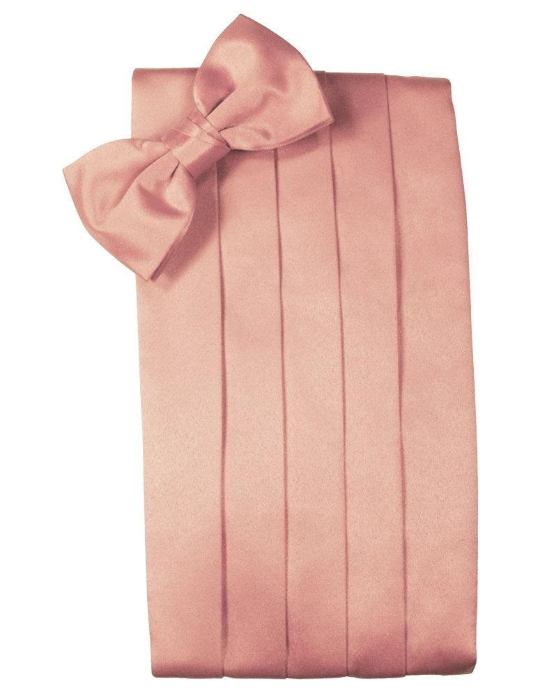 Peach Solid Satin Cummerbund
