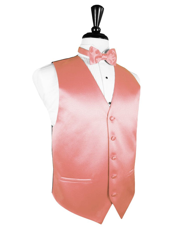 Coral Solid Satin Vest