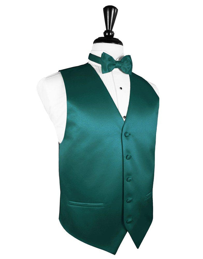 Jade Solid Satin Vest - Tuxedo Club