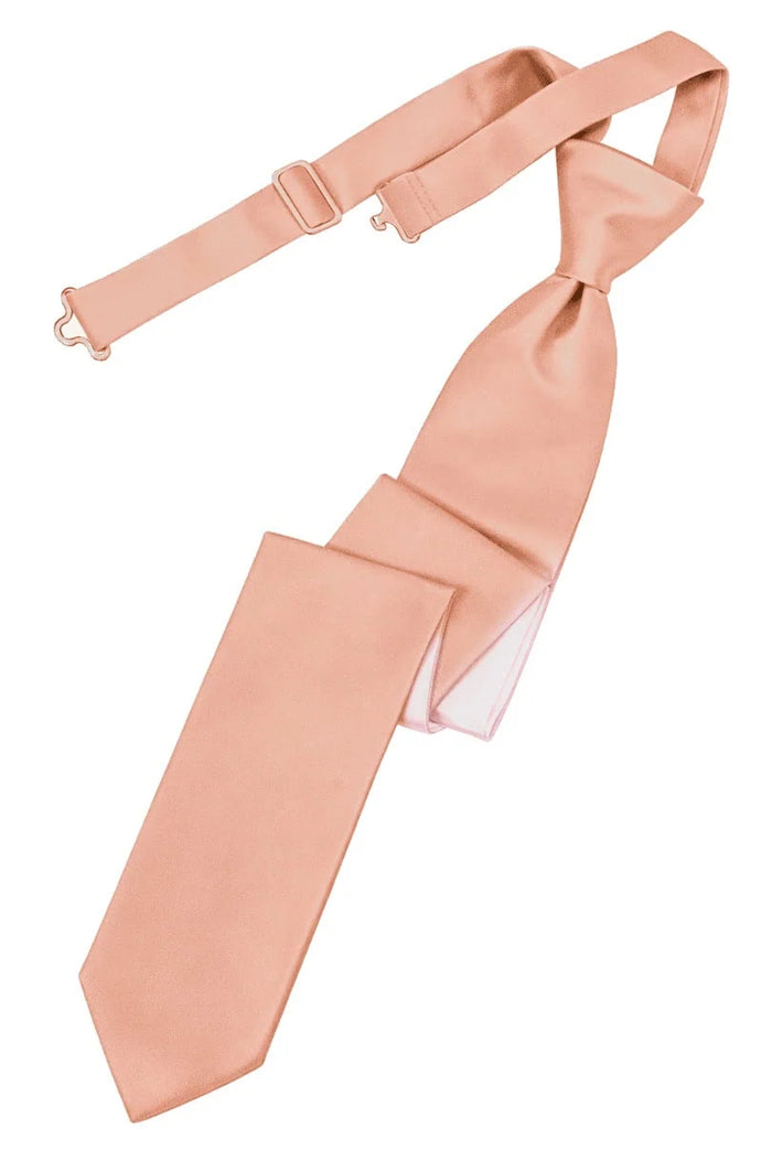 Peach Solid Satin Skinny Tie