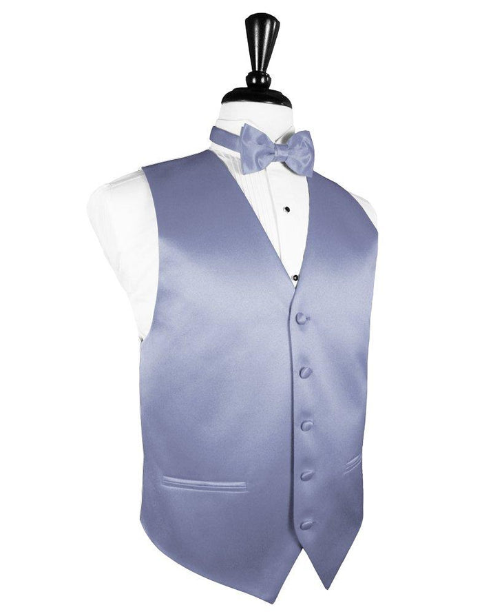 Periwinkle Solid Satin Vest - Tuxedo Club