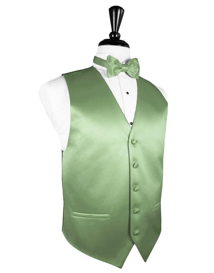 Sage Solid Satin Vest - Tuxedo Club
