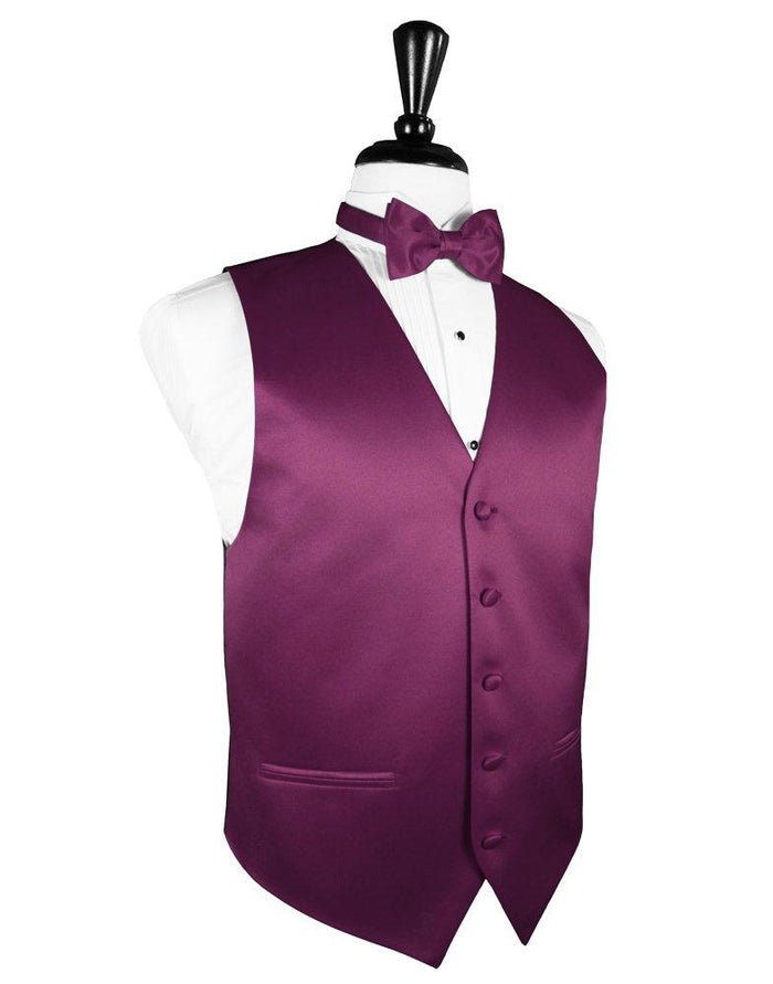 Sangria Solid Satin Vest - Tuxedo Club
