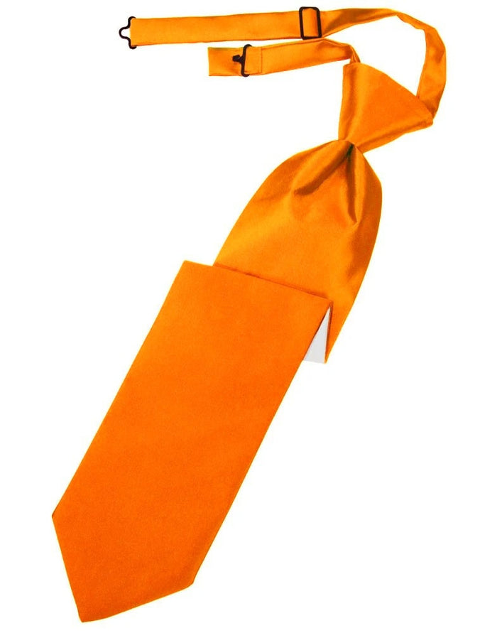 Tangerine Solid Satin Long Tie