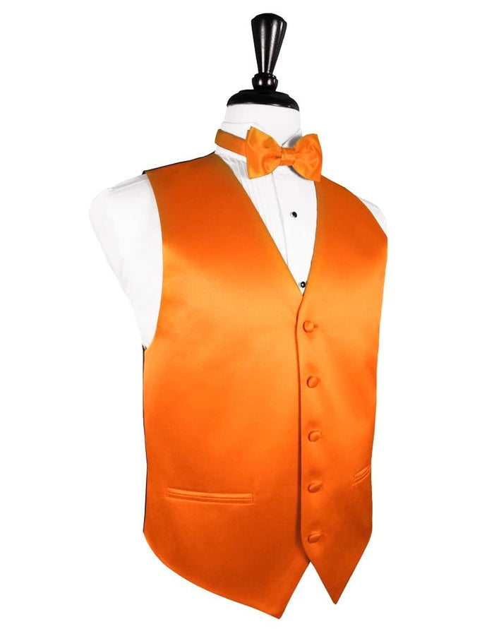 Tangerine Solid Satin Vest