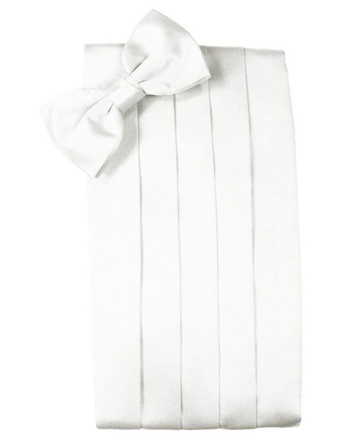 White Solid Satin Cummerbund - Tuxedo Club
