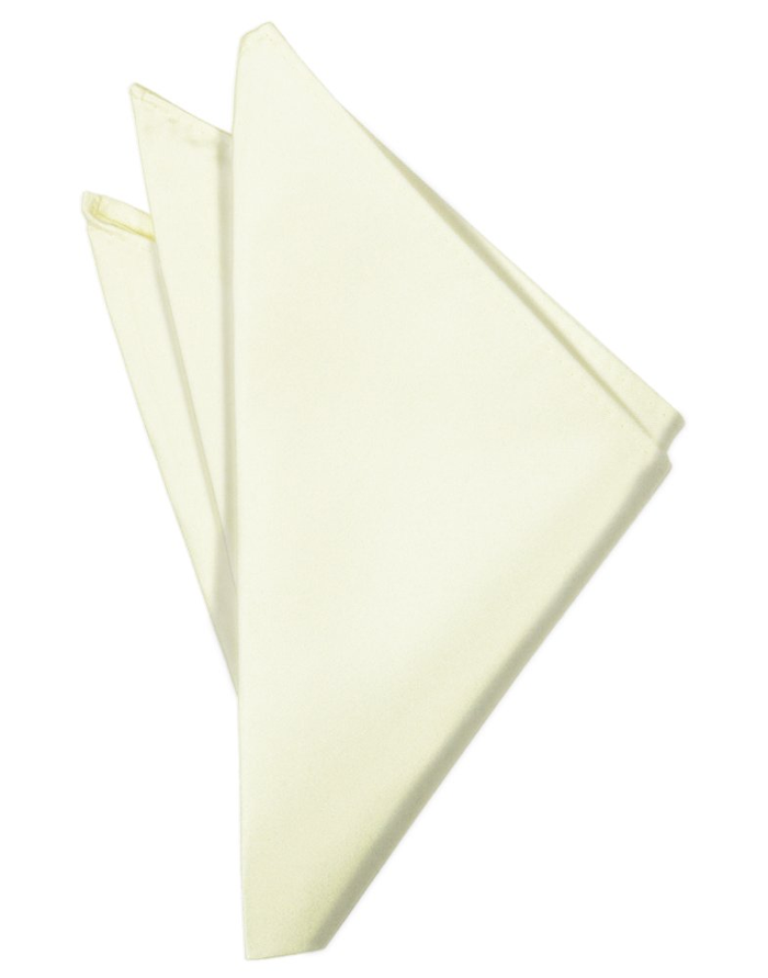 Ivory Solid Satin Pocket Square - Tuxedo Club
