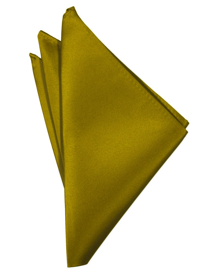 New Gold Solid Satin Pocket Square - Tuxedo Club