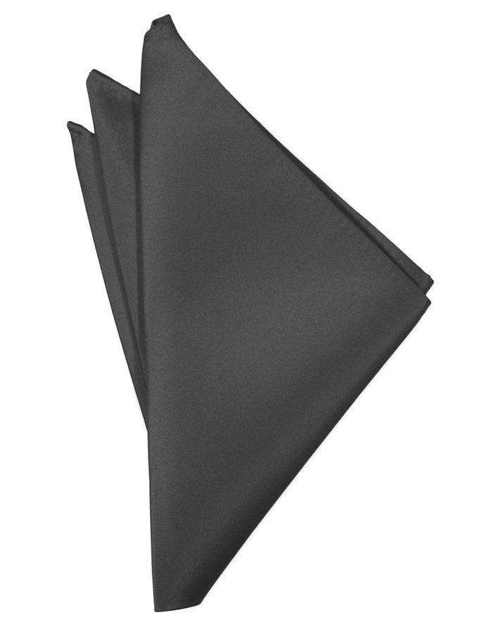 Pewter Solid Satin Pocket Square - Tuxedo Club