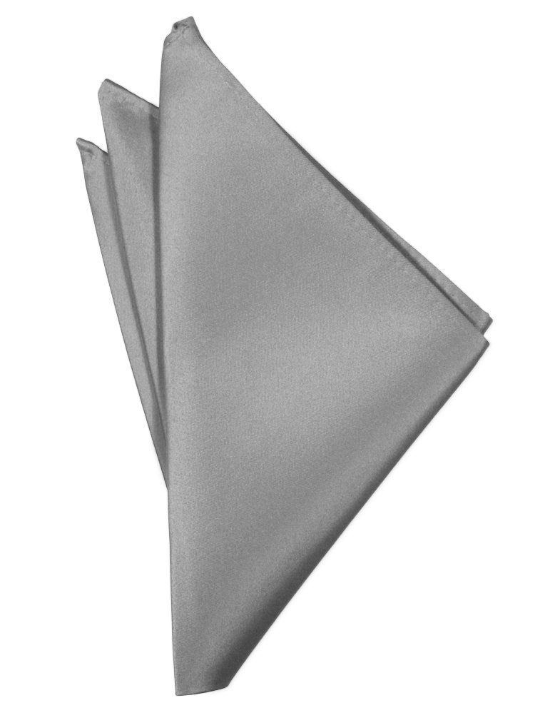 Silver Solid Satin Pocket Square